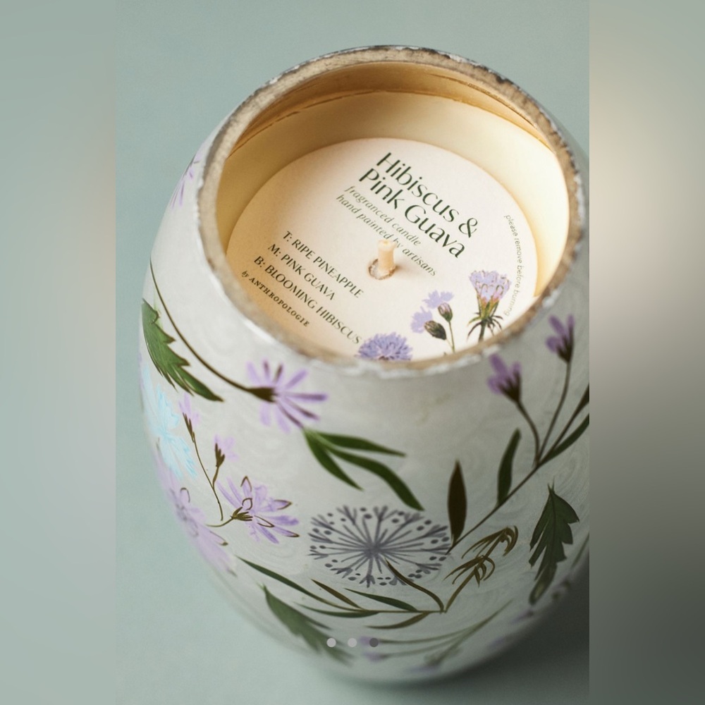 Anthropologie Mari Fruity Hibiscus & Pink Guava Glass Candle NEW - Picture 2 of 6